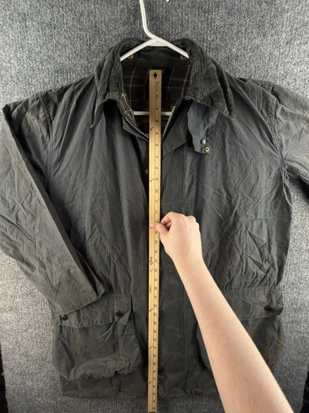 Barbour A205 Border Blue Waxed Jacket Coat Men Full Zip England Size 40 Faded